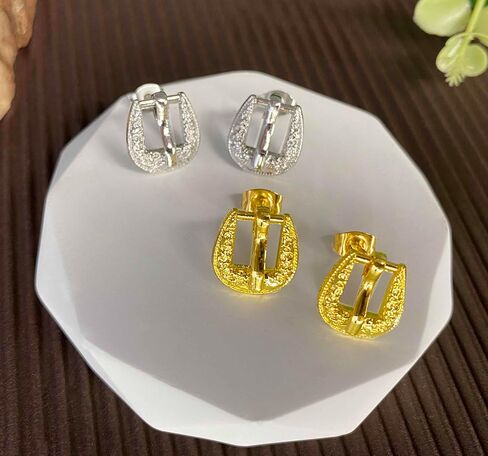 Belt Buckle Western Earrings for Women, Vintage Engraved Cowgirl Earrings, Cowboy Stud Earrings for Women, Country Music Festival Jewelry in Saudi Arabia