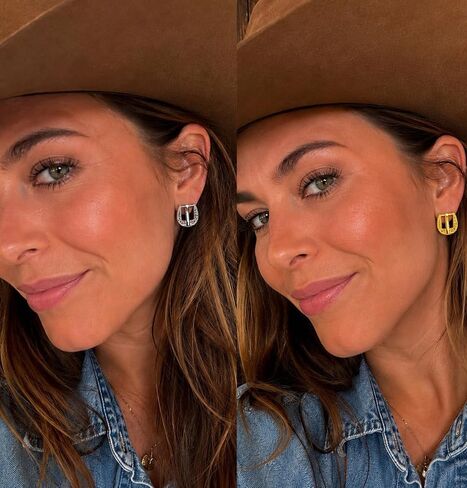 Belt Buckle Western Earrings for Women, Vintage Engraved Cowgirl Earrings, Cowboy Stud Earrings for Women, Country Music Festival Jewelry in Saudi Arabia