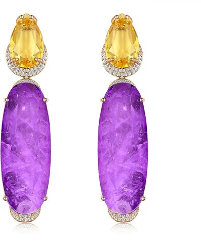 Crystal Cubic Zirconia Teardrop Colorful large Gemstone Dangle Earrings for Women Sterling Silver Hypoallergenic fashion jewelry gifts for Mom Wife Wedding Prom Party in Saudi Arabia