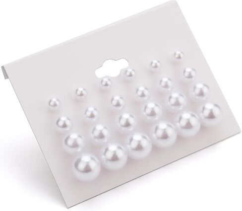 12 Pairs Pearl Earrings for Women, Bridal Simulated White Pearl Stud Earrings Trendy Hypoallergenic Jewelry Set Suitable for Weddings Birthdays Christmas Valentine's Day Gift Anniversary Mother's Day in Saudi Arabia