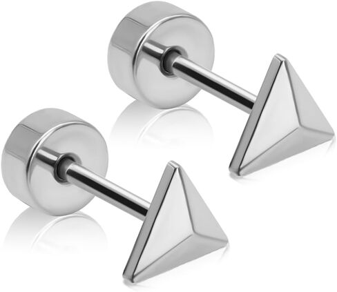 XUU Titanium Earrings Flat Back 20G Implant-Grade, Geometric Square/Triangle/Marquise/Rectangle/Teardrop, Minimalist Small Studs, Safe Sensitive Ear For Women, 6mm Post, 5 Colors, Pair in Saudi Arabia