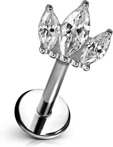 Cords Club Zirconia Crown Flat Back Stud – ASTM-F136 Implant Grade Titanium - Push Pin Design for Sensitive Ears – Available in 18K PVD Gold Plated & Titanium Silver (Single Earring) in Saudi Arabia