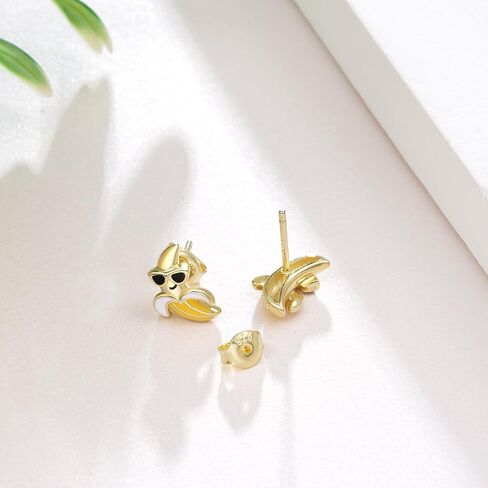 Banana Baseball Earrings 925 Sterling Silver Game Day Earrings for Women Yellow Team Spirit Baseball Fan Jewelry, Cute Banana Stud Earrings Gifts for Baseball Moms Fans in Saudi Arabia