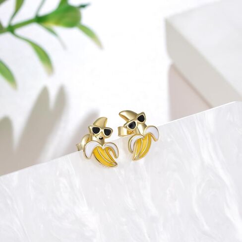 Banana Baseball Earrings 925 Sterling Silver Game Day Earrings for Women Yellow Team Spirit Baseball Fan Jewelry, Cute Banana Stud Earrings Gifts for Baseball Moms Fans in Saudi Arabia