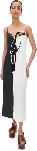 FARM Rio Women's Black and White Embroidered Toucan Sleeve Dress in Saudi Arabia