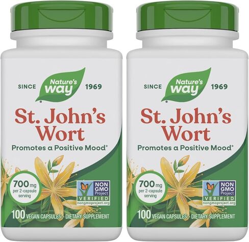 Nature's Way Premium St. John’s Wort Herb, Promotes A Positive Outlook*, 700 mg per serving, 180 Vegan Capsules in Kuwait