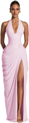Yexinbridal Halter Mermaid Bridesmaid Dresses Pleated Chiffon Long Formal Wedding Evening Party Gowns for Women in Saudi Arabia