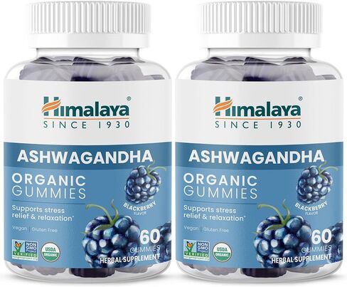 Himalaya Organic Ashwagandha, 60 Day Supply, Herbal Supplement for Stress Relief, Energy Support, Occasional Sleeplessness, USDA Certified Organic, Non-GMO, Vegan, Gluten Free, 670 mg, 60 Caplets in Kuwait