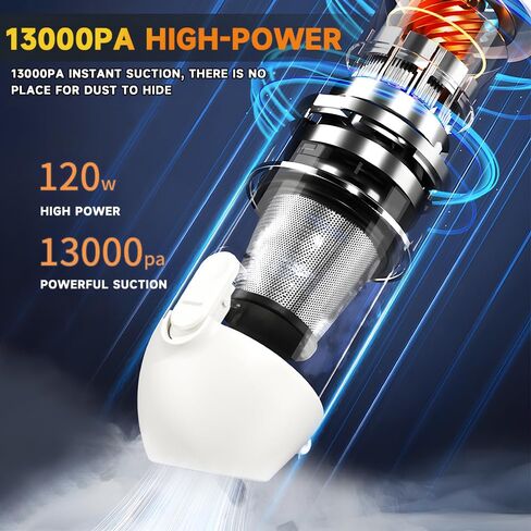 مكنسة للسيارة منظف محمول ، مكنسة كهربائية محمولة ، 21000PA 120W 4000MAH شفط طاقة عالية ومنفاخ مع مرشح للسيارة والمكتب والمنزل والحيوانات الأليفة in Kuwait