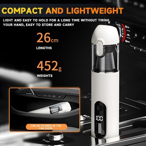 مكنسة للسيارة منظف محمول ، مكنسة كهربائية محمولة ، 21000PA 120W 4000MAH شفط طاقة عالية ومنفاخ مع مرشح للسيارة والمكتب والمنزل والحيوانات الأليفة in Kuwait