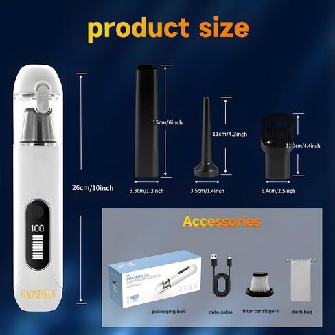 مكنسة للسيارة منظف محمول ، مكنسة كهربائية محمولة ، 21000PA 120W 4000MAH شفط طاقة عالية ومنفاخ مع مرشح للسيارة والمكتب والمنزل والحيوانات الأليفة in Kuwait