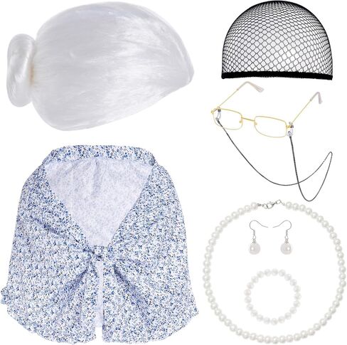 choyaxo Old Lady Costume 100 Days of School Costume Grandma Costume for Halloween Granny Dress Up in Kuwait