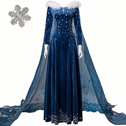Snow Queen Cosplay Costume for women Adult Princess Blue Dress for Halloween Christmas Birthday Parties in Kuwait