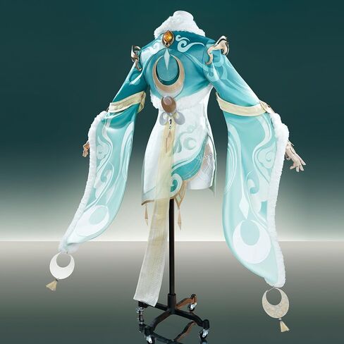 Zibai Cosplay Genshin Women Costumes Short Green Cheongsam Full Set White Horse Adeptus Outfit for Halloween Party in Saudi Arabia