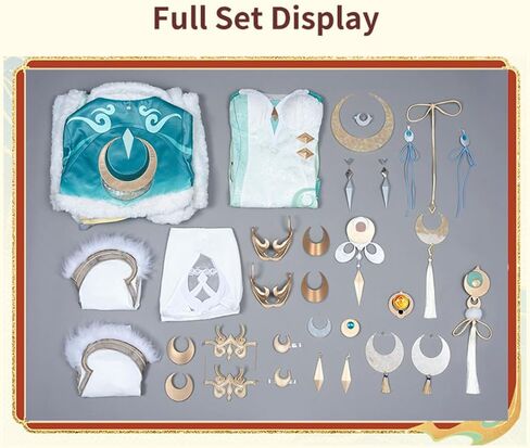Zibai Cosplay Genshin Women Costumes Short Green Cheongsam Full Set White Horse Adeptus Outfit for Halloween Party in Saudi Arabia