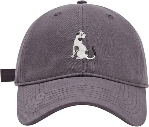 Men's Baseball Caps White and Black Cat Embroidered Washed Cotton Adjustable Dad Hat Men in Saudi Arabia