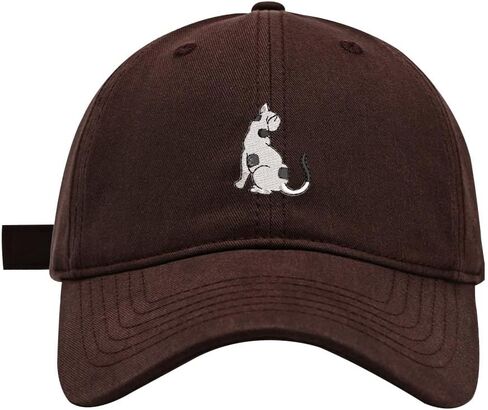 Men's Baseball Caps White and Black Cat Embroidered Washed Cotton Adjustable Dad Hat Men in Saudi Arabia