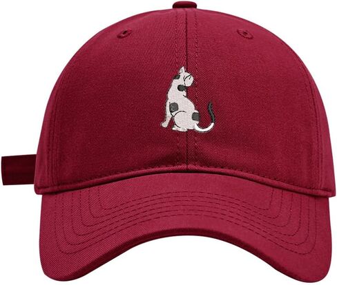 Men's Baseball Caps White and Black Cat Embroidered Washed Cotton Adjustable Dad Hat Men in Saudi Arabia