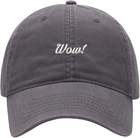 Baseball Cap for Men Women Wow! Embroidered Washed Cotton Dad Hat Baseball Caps in Saudi Arabia