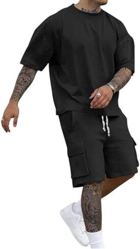 Men's 2 Piece Outfits Summer Short Sets Casual Sporty Beach Suits in Kuwait