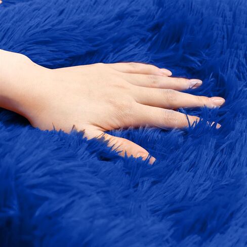 Reyox 3 Pieces Shaggy Bath Mat Set, Soft Absorbent Plush Microfiber Bathroom Rugs, Non Slip Bath Rugs Royal Blue 3 PCS in Saudi Arabia