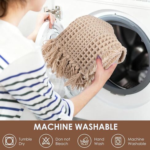Waffle Bath Mat, Super Absorbent Waffle Bathroom Rug with Tassels, Non Slip Bath Mats for Bathroom Floor, Ultra Soft Boho Bath Mat, Quick Dry Shower Mat, Machine Washable, 18"×30", Khaki in Kuwait