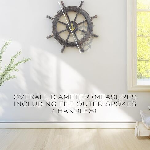 Nagina International Frosty Antique Junkyard Crafted Wooden Ship Wheel | Anchor Motiff | Pirate's Home Wall Decor (18 Inches) in Kuwait