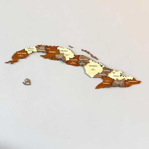 Colorfull Worlds 3D Wooden Cuba Wall Art, Handcrafted Home and Office Decor, Multilayered Design, Perfect Cuban-Inspired Accent (40 x 13 cm | 14.8" x 5.12") in Saudi Arabia