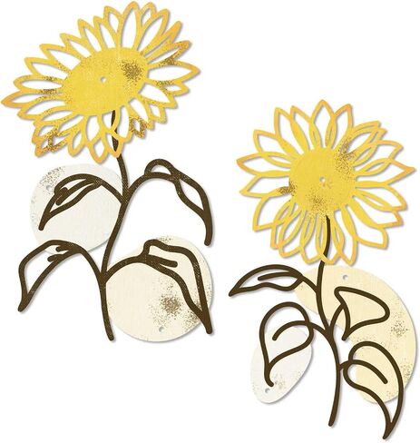 Putuo Decor Metal Flowers Wall Decor, 2PCS Metal Sunflower Floral Wall Art, Minimalist Wall Sculptures for Living Room, Bedroom, Bathroom, Kitchen, Elegant Home Decor in Kuwait