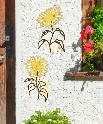 Putuo Decor Metal Flowers Wall Decor, 2PCS Metal Sunflower Floral Wall Art, Minimalist Wall Sculptures for Living Room, Bedroom, Bathroom, Kitchen, Elegant Home Decor in Kuwait