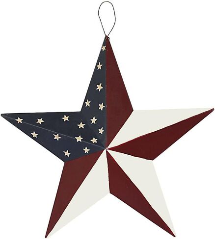 E-view Metal American Flag Barn Star Decor Patriotic Mounted 3D Wall Art July of 4th Decoration 12"-B in Saudi Arabia