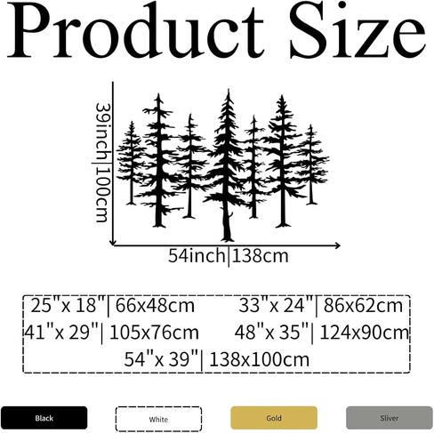 Pine Tree Metal Wall Art, Big Pine Trees Metal Wall Art, Metal Pine Tree Art, Metal Minimalist Pine Wall Decor, Nature and Forest Decor, Tree Decor Wall Hanging, Nature Lover Gift (48"x 35"| 124x90cm, Black) in Kuwait