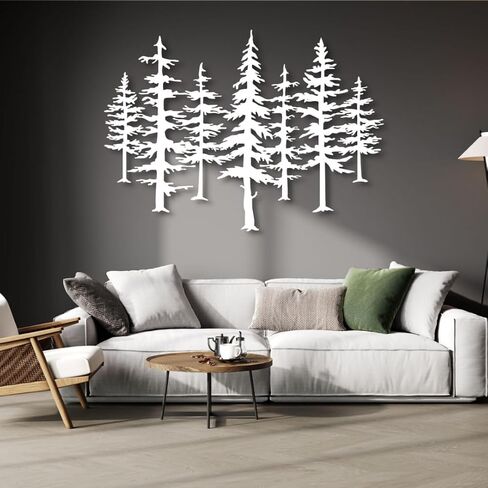 Pine Tree Metal Wall Art, Big Pine Trees Metal Wall Art, Metal Pine Tree Art, Metal Minimalist Pine Wall Decor, Nature and Forest Decor, Tree Decor Wall Hanging, Nature Lover Gift (48"x 35"| 124x90cm, Black) in Kuwait