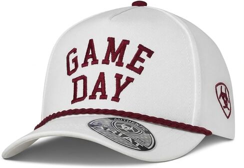 ARIAT Ladies Cap Snap Back Game Day Braided White Maroon in Saudi Arabia
