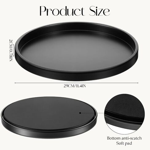 Round Black Metal Candlestick Tray, Round Decorative Tray, Candle Holder Trays for Wedding Table, Dinning Table Decorations Candle Holder Plate Black Rounds Decorative Serving Tray(11.4 inches) in Saudi Arabia