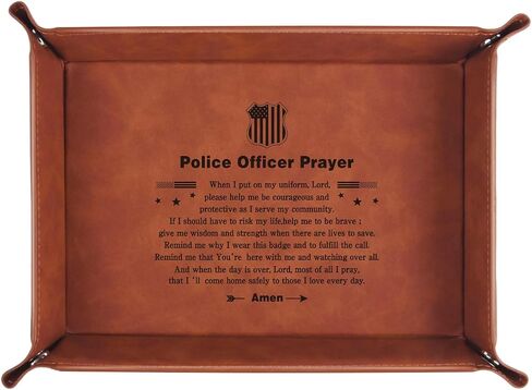 Police Officer Prayer Leather Tray Engraved Personalized Tray- Gifts for Police Christmas Graduation, Engraved for Men Law Enforcement, Cop Gifts(Police) in Saudi Arabia