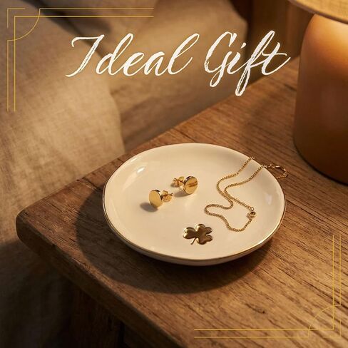 InnoBeta Irish Gifts for Women, Ireland Gift for Christmas, St. Patrick's Day - 4.75" Handcrafted Ceramic Ring Dish with Gold Trim, Decorative Shamrock Trinket Dish for Rings Earrings Necklaces in Saudi Arabia