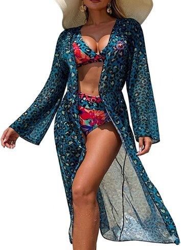 Women 3 Piece Bikini Set with Cover Up Dress Floral Print Swimsuit Adjustable Straps Bathing Suit in Saudi Arabia