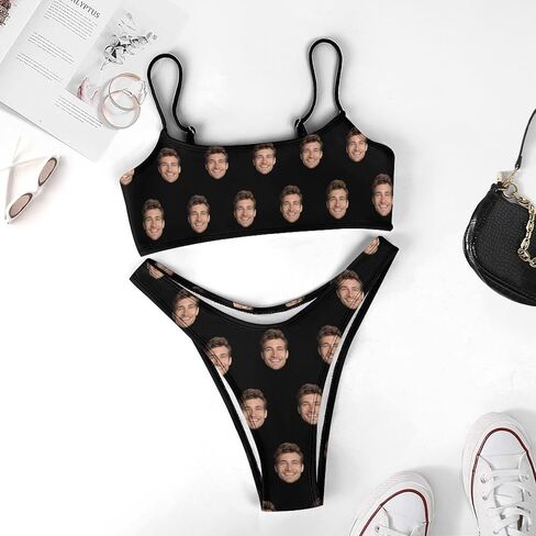 Custom Bathing Suit with Face Customized Funny Swimsuit for Women Face Bikini Sets Personalized Swimsuits for Swimming Party in Kuwait