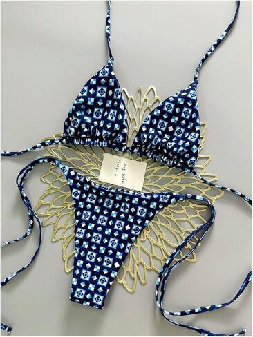 Verdusa Women's 2 Piece Geo Halter Bikini Sets Cheeky Swimsuit Beach Vacation Clothes in Kuwait