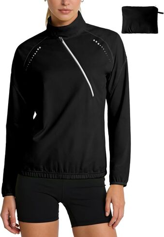 Little Donkey Andy Womens Half Zip Cycling Jacket Lightweight Waterproof Windbreaker Quarter Zip Pullover with Zip Pockets in Kuwait