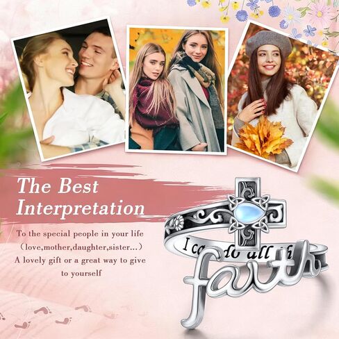 Ladytree 925 الفضة الاسترليني الإيمان الصليب الدائري للنساء قابل للتعديل الدينية المسيحية ملعقة الكاثوليكية المجوهرات هدية in Kuwait