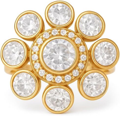 Namami Adjustable Cocktail Rings for Women | Gold Polished Pure Brass Rings with Cubic Zirconia | Statement Party Rings in Saudi Arabia