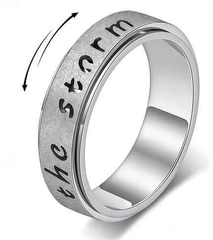 I Am the Storm Inspirational Fidget Spinner Ring for Women - 18K Gold Plated Anxiety Ring for Stress Relief, Motivational Jewelry Gift for Birthday Christmas Graduation (Size 6-10) in Saudi Arabia