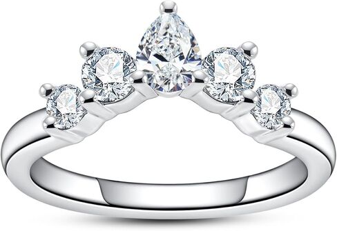 Cubic Zirconia Half Eternity Wedding Band Rings Round/Oval/Cushion Cut 5/6 Stones 5A Grade D Color CZ Stacking Band Engagement Promise Rings for Women in Saudi Arabia