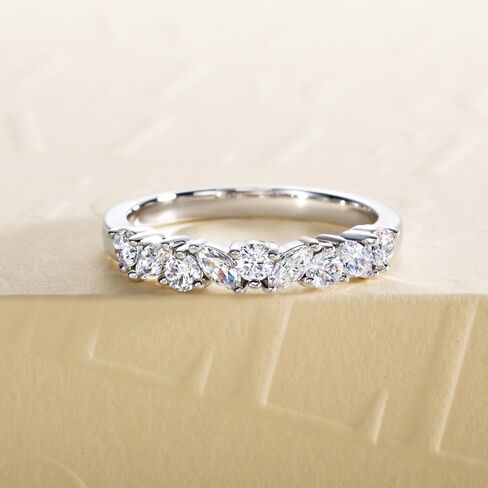 Cubic Zirconia Half Eternity Wedding Band Rings Round/Oval/Cushion Cut 5/6 Stones 5A Grade D Color CZ Stacking Band Engagement Promise Rings for Women in Saudi Arabia