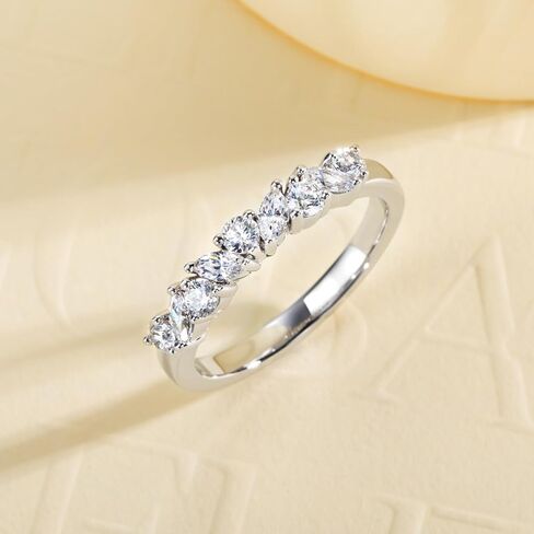 Cubic Zirconia Half Eternity Wedding Band Rings Round/Oval/Cushion Cut 5/6 Stones 5A Grade D Color CZ Stacking Band Engagement Promise Rings for Women in Saudi Arabia
