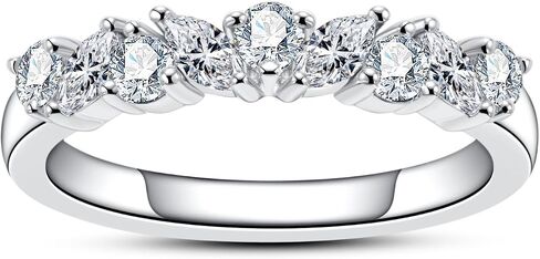 Cubic Zirconia Half Eternity Wedding Band Rings Round/Oval/Cushion Cut 5/6 Stones 5A Grade D Color CZ Stacking Band Engagement Promise Rings for Women in Saudi Arabia