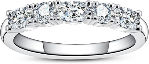Cubic Zirconia Half Eternity Wedding Band Rings Round/Oval/Cushion Cut 5/6 Stones 5A Grade D Color CZ Stacking Band Engagement Promise Rings for Women in Saudi Arabia