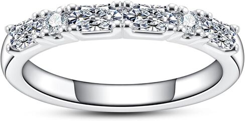 Cubic Zirconia Half Eternity Wedding Band Rings Round/Oval/Cushion Cut 5/6 Stones 5A Grade D Color CZ Stacking Band Engagement Promise Rings for Women in Saudi Arabia